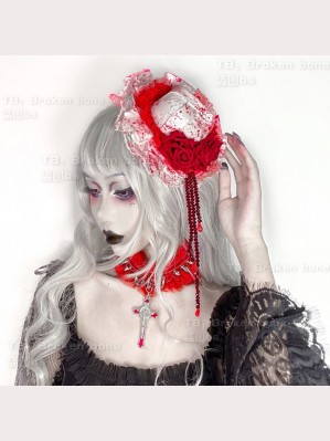 Bloody Top Hat Gothic Lolita Style Hair Clip by Broken Bone (BBE07)